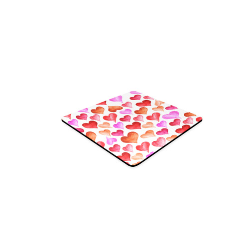 Pink Red Hearts Pattern Square Coaster