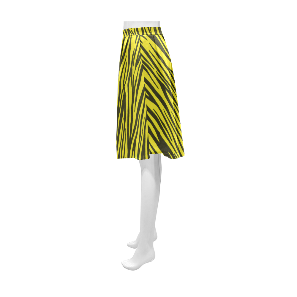 Yellow Zebra Stripes Fur Athena Women's Short Skirt (Model D15)