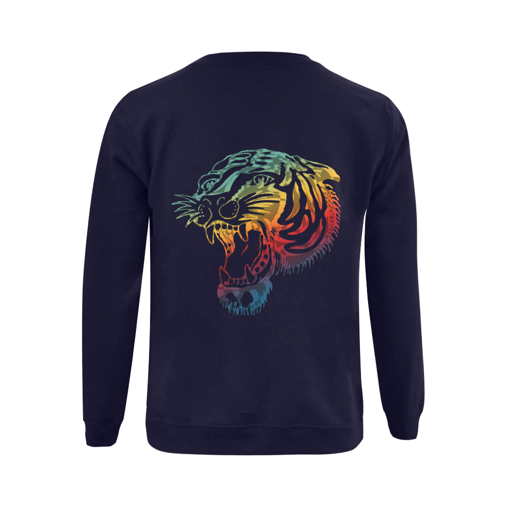 Roaring Tiger Tattoo colored Gildan Crewneck Sweatshirt(NEW) (Model H01)