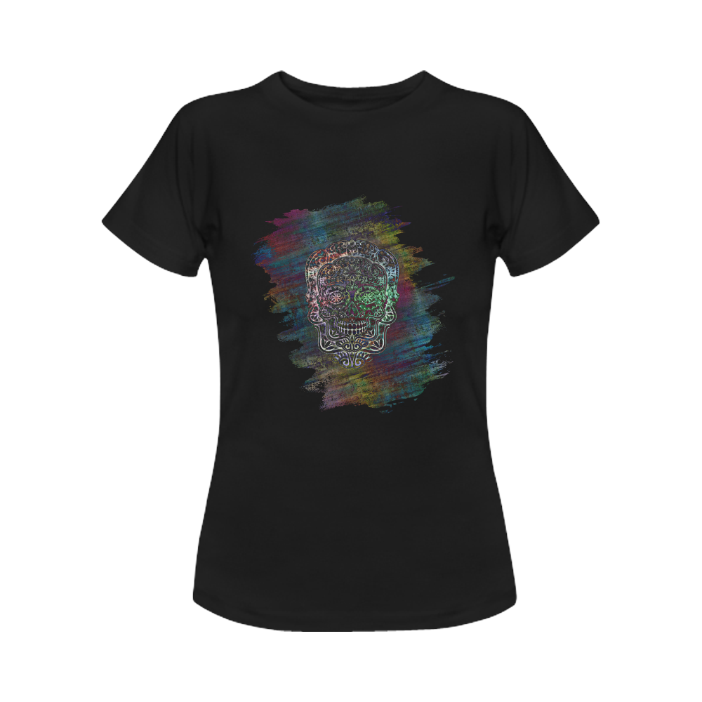 Día De Los Muertos Skull Ornaments Brush Women's Classic T-Shirt (Model T17）