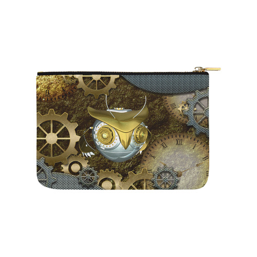 Steampunk, mechanical owl Carry-All Pouch 9.5''x6''