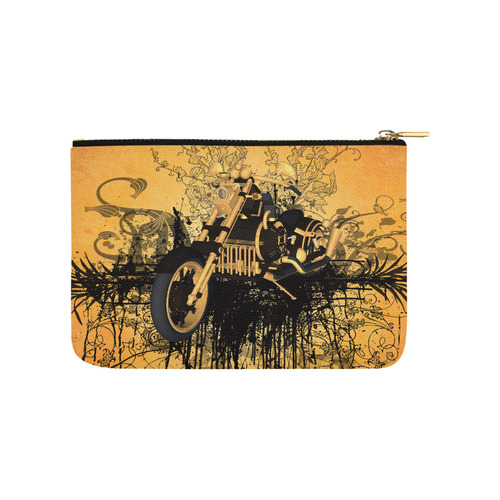 Steampunk, awesome motorcycle with floral elements Carry-All Pouch 9.5''x6''