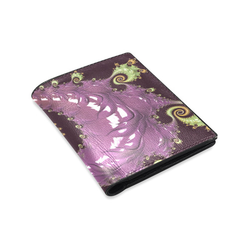 Chocolate Purple Spiral Men's Leather Wallet (Model 1612)