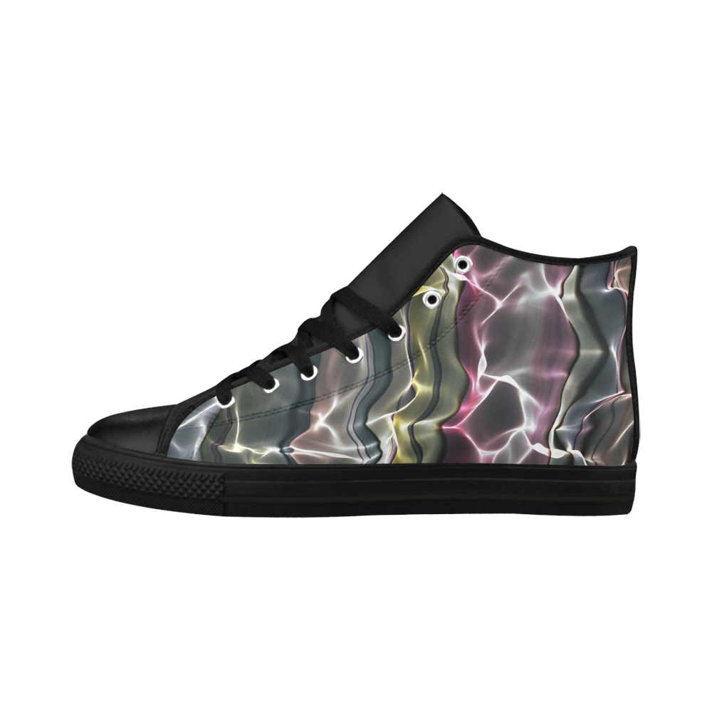Abstract Glossy Wavy Mesh Aquila High Top Microfiber Leather Women's Shoes/Large Size (Model 032)
