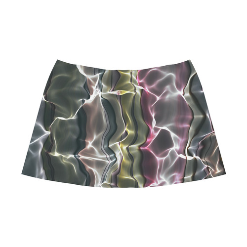 Abstract Glossy Wavy Mesh Mnemosyne Women's Crepe Skirt (Model D16)