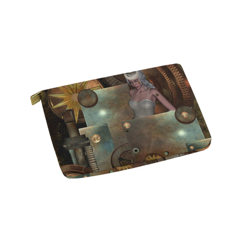 Steampunk, rusty metal and clocks and gears Carry-All Pouch 9.5''x6''
