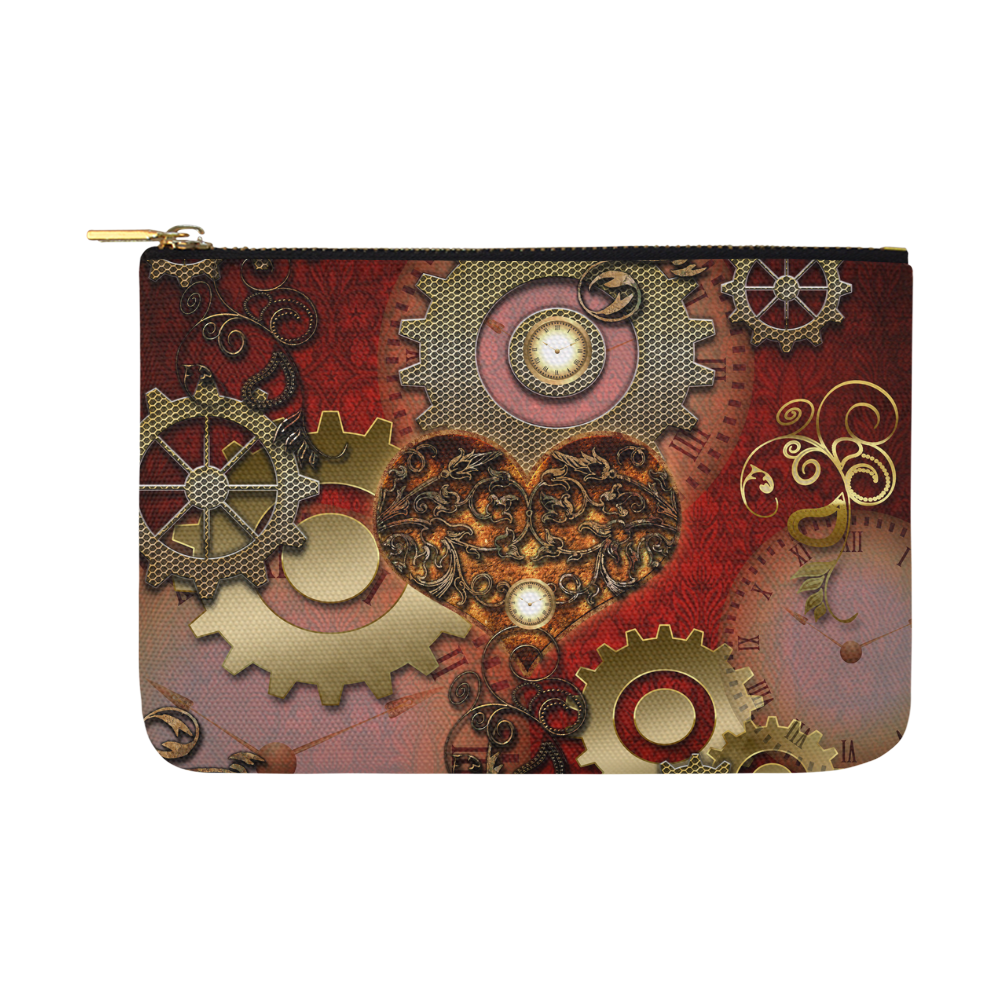 Steampunk, awesome glowing hearts Carry-All Pouch 12.5''x8.5''