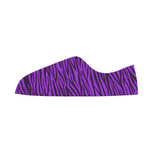 Purple Zebra Stripes Fur Women's Canvas Zipper Shoes/Large Size (Model 001)