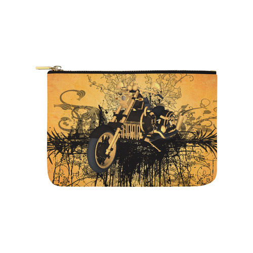 Steampunk, awesome motorcycle with floral elements Carry-All Pouch 9.5''x6''