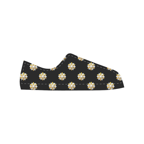 Metallic Silver And Gold Bows on Black Men's Classic Canvas Shoes/Large Size (Model 018)