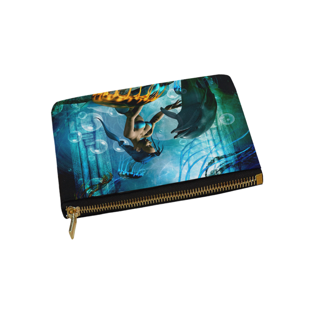 Dolphin with mermaid Carry-All Pouch 9.5''x6''