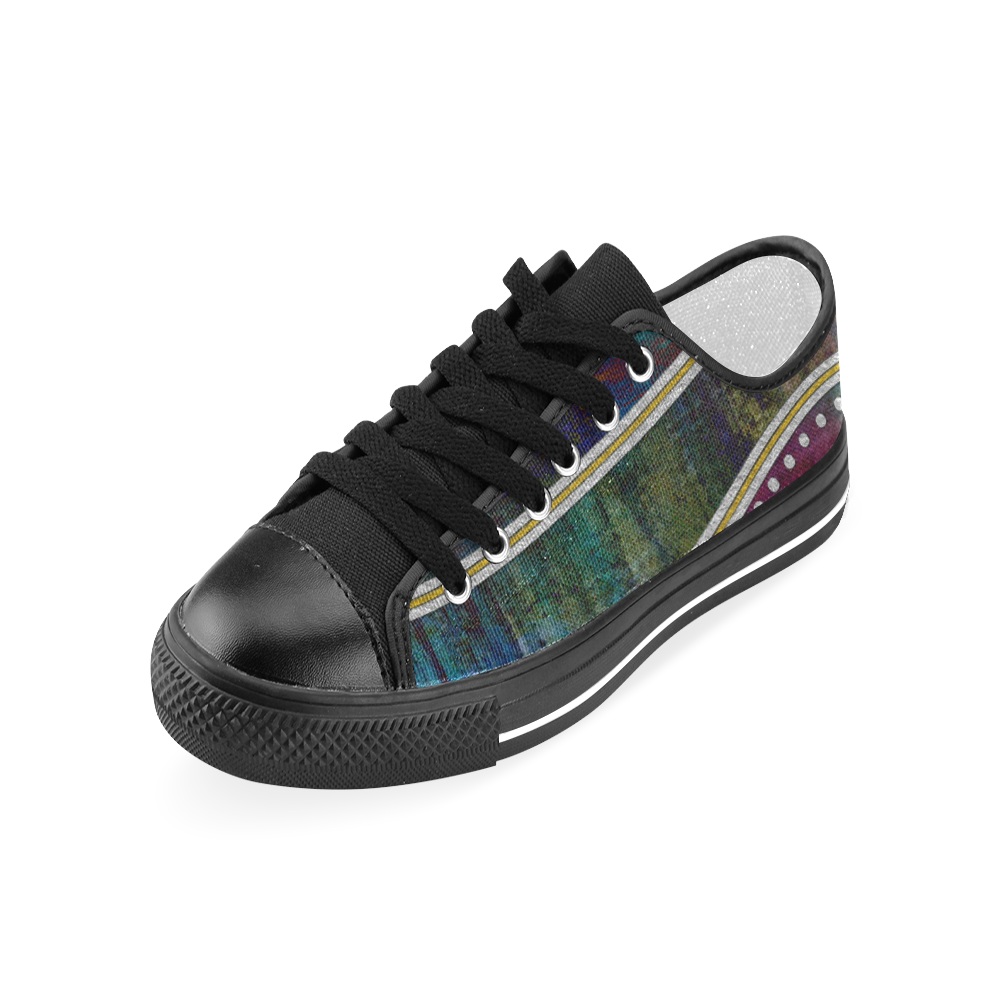Landscape Waves Dots Grunge Gold Silver Men's Classic Canvas Shoes (Model 018)