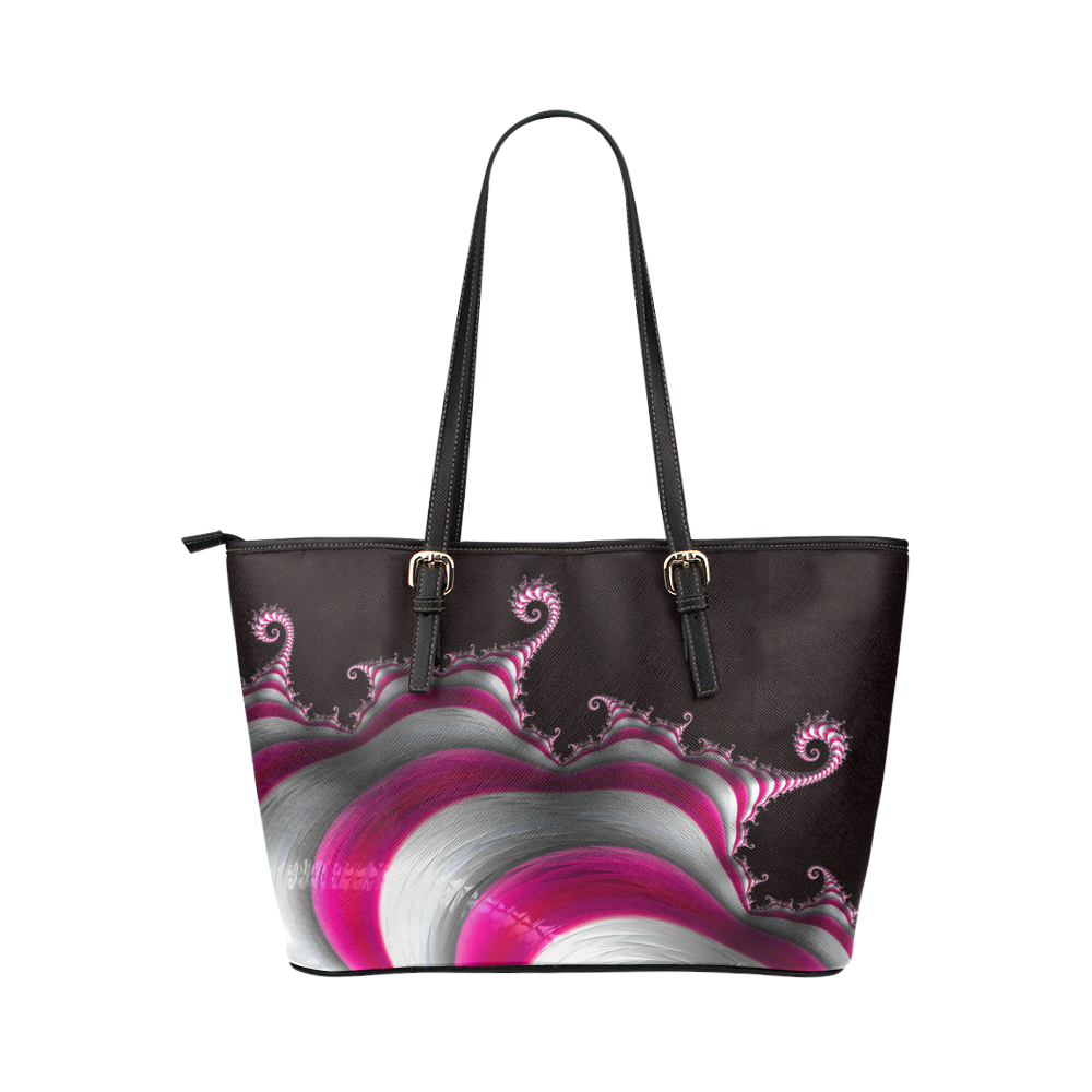 Candy Cane Leather Tote Bag/Large (Model 1651)