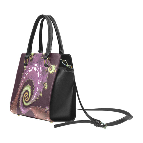 Chocolate Purple Spirals Classic Shoulder Handbag (Model 1653)