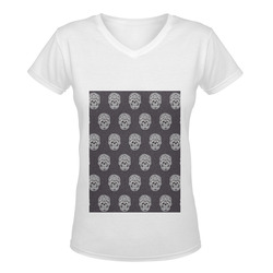 funny skull pattern Women's Deep V-neck T-shirt (Model T19)