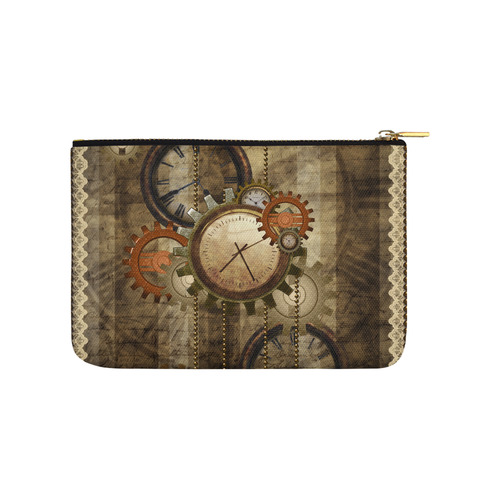 Steampunk, wonderful noble desig, clocks and gears Carry-All Pouch 9.5''x6''