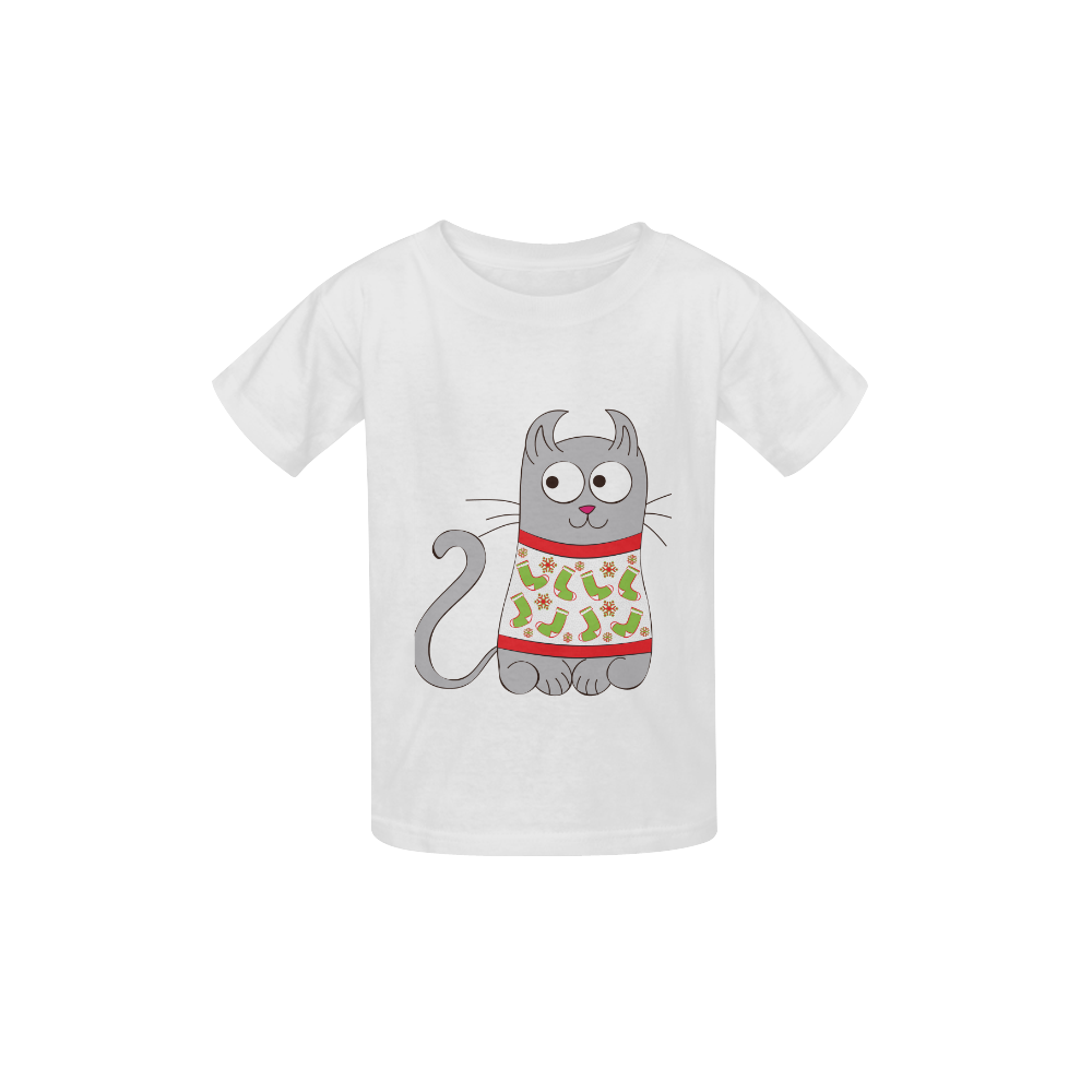 Ugly Christmas Sweater Cartoon Cat Kid's  Classic T-shirt (Model T22)