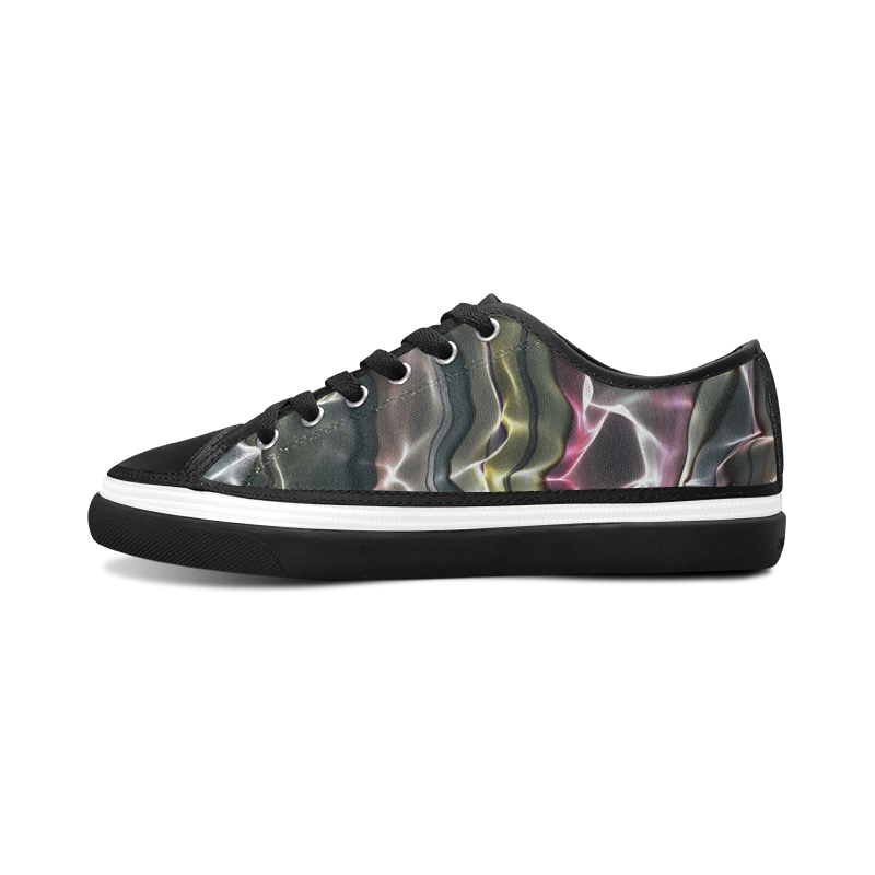 Abstract Glossy Wavy Mesh Women's Canvas Zipper Shoes/Large Size (Model 001)