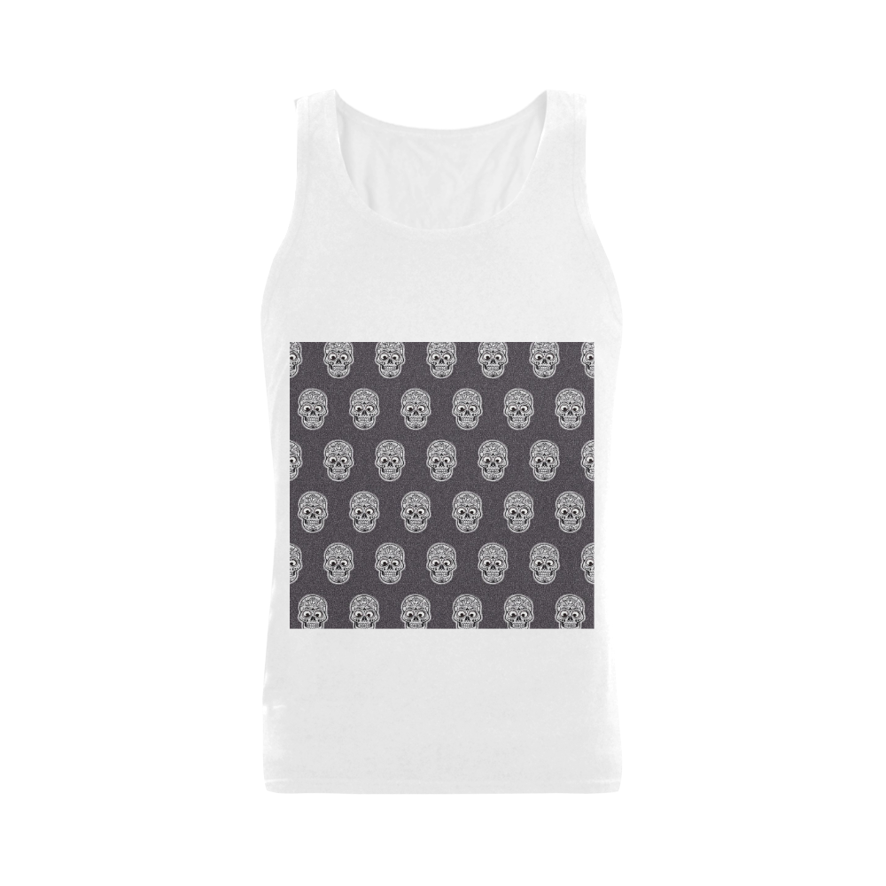 funny skull pattern Plus-size Men's Shoulder-Free Tank Top (Model T33)