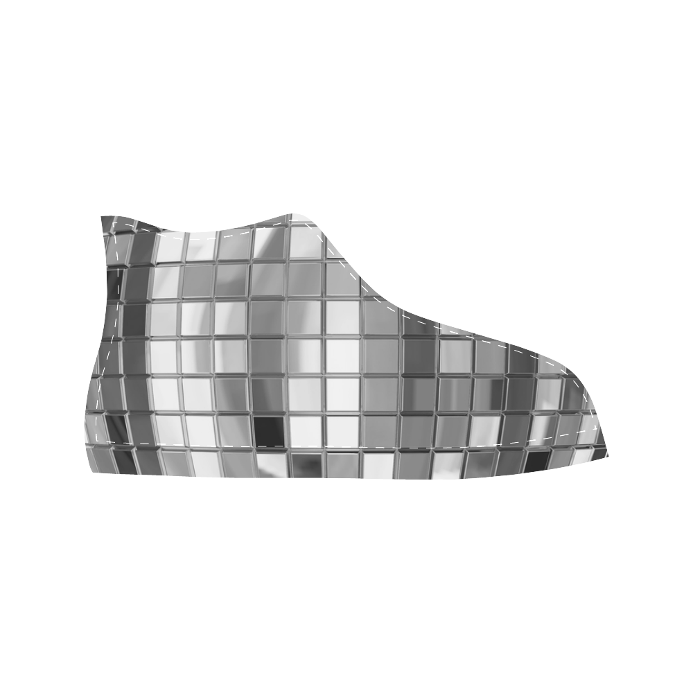 Silver Disco Ball Aquila High Top Microfiber Leather Women's Shoes/Large Size (Model 032)