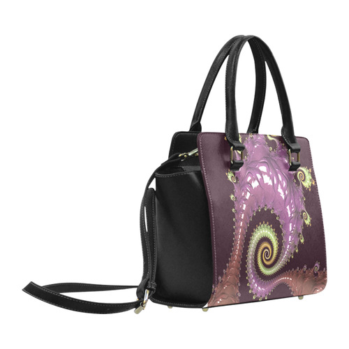 Chocolate Purple Spirals Classic Shoulder Handbag (Model 1653)