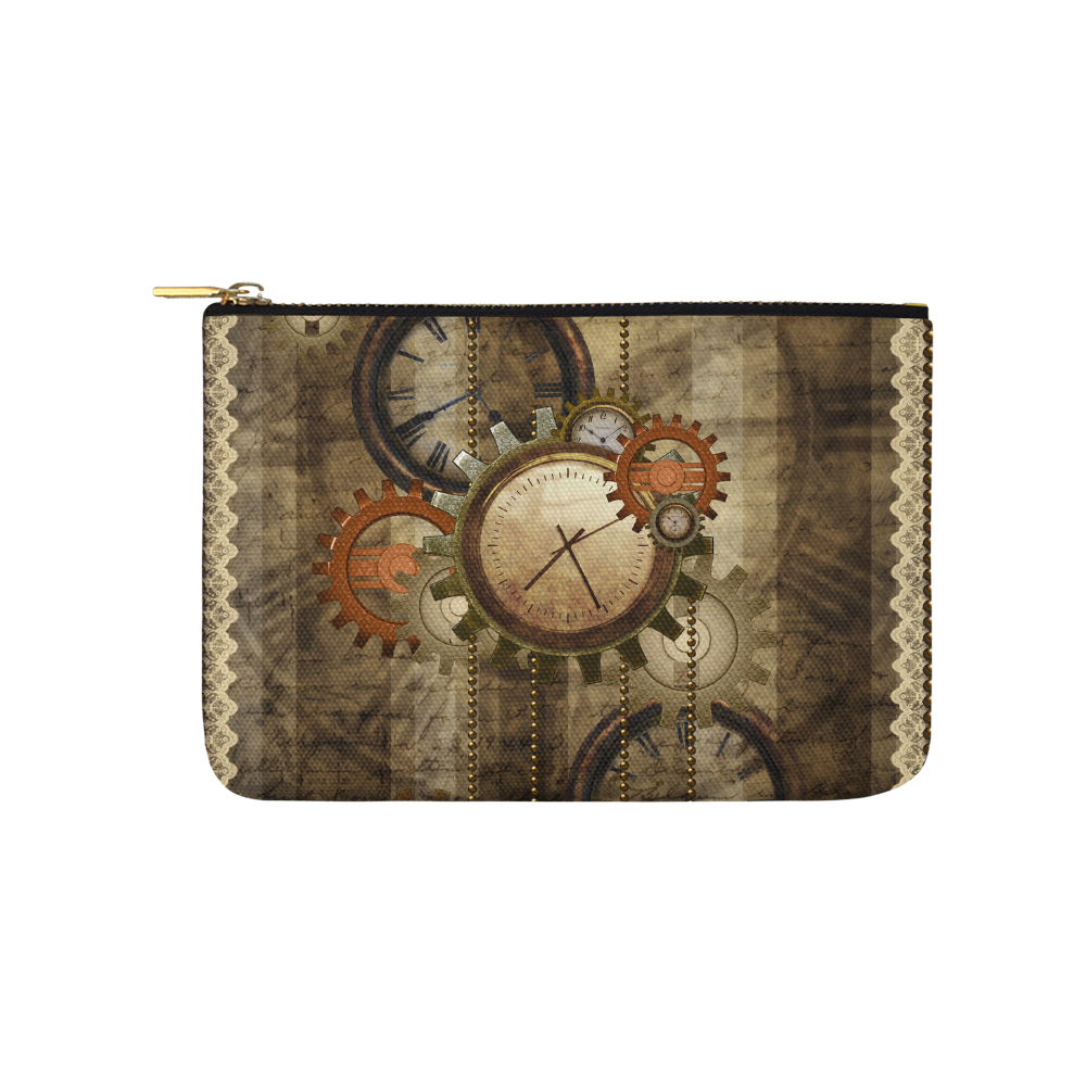 Steampunk, wonderful noble desig, clocks and gears Carry-All Pouch 9.5''x6''