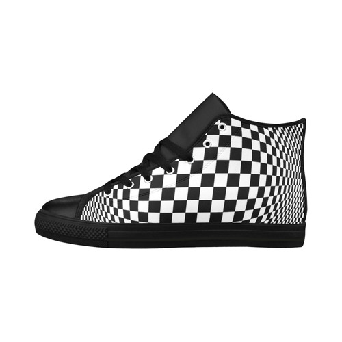 Optical Illusion Checkers Aquila High Top Microfiber Leather Men's Shoes (Model 032)