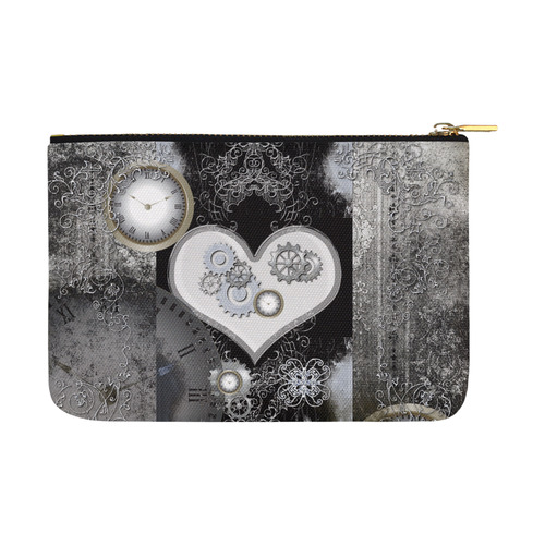 Steampunk, heart, clocks and gears Carry-All Pouch 12.5''x8.5''