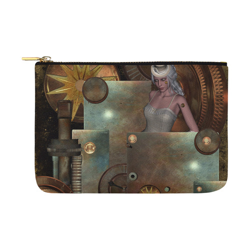 Steampunk, rusty metal and clocks and gears Carry-All Pouch 12.5''x8.5''