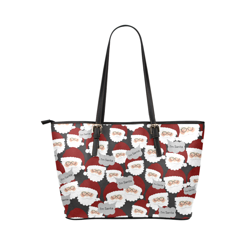 Who's the Real Santa? Leather Tote Bag/Large (Model 1651)