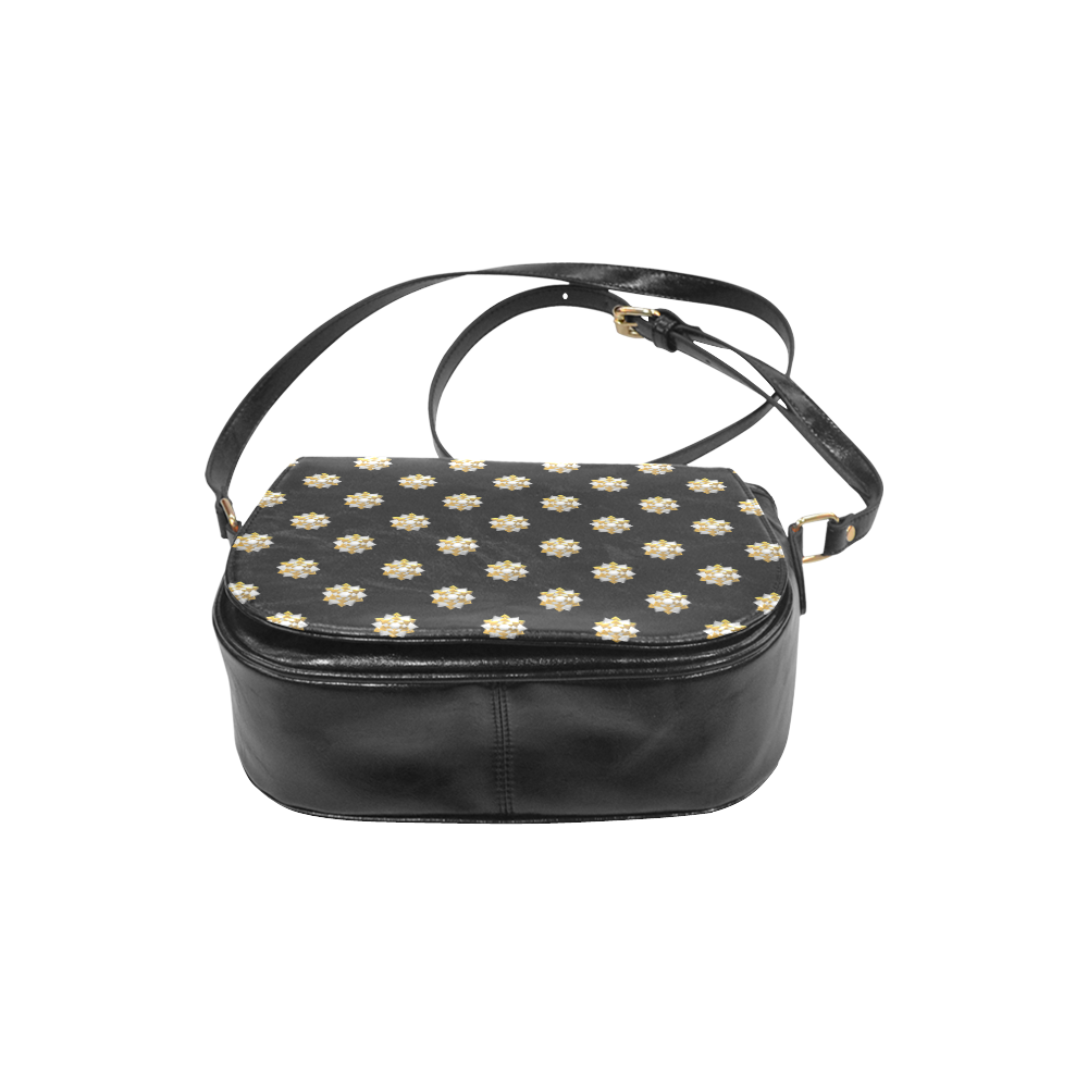 Metallic Silver And Gold Bows on Black Classic Saddle Bag/Large (Model 1648)