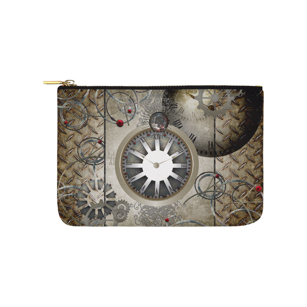 Steampunk, noble design, clocks and gears Carry-All Pouch 9.5''x6''