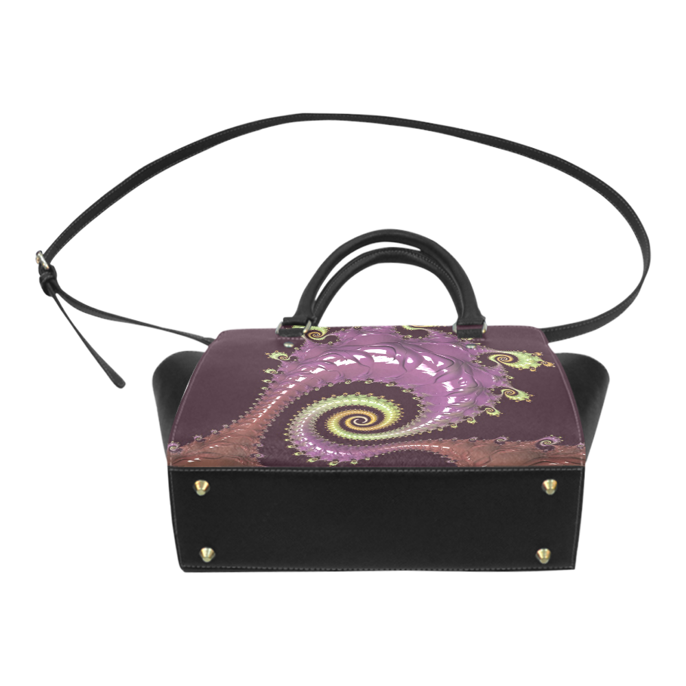 Chocolate Purple Spirals Classic Shoulder Handbag (Model 1653)