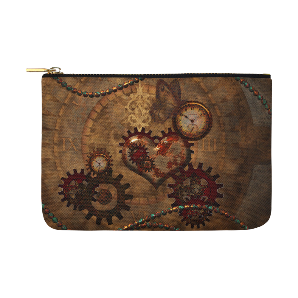 Steampunk, noble design clocks and gears Carry-All Pouch 12.5''x8.5''