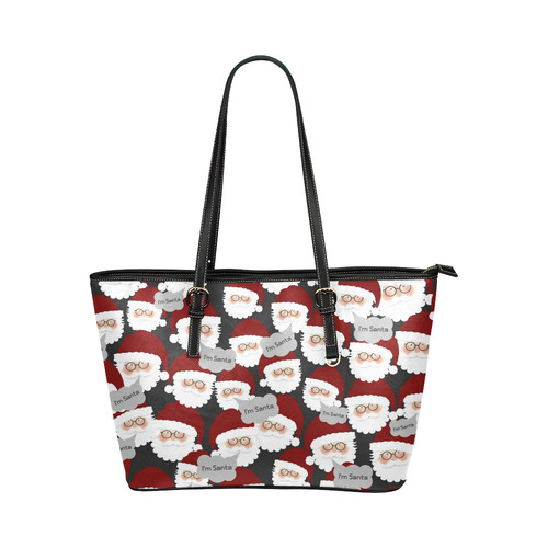 Who's the Real Santa? Leather Tote Bag/Large (Model 1651)
