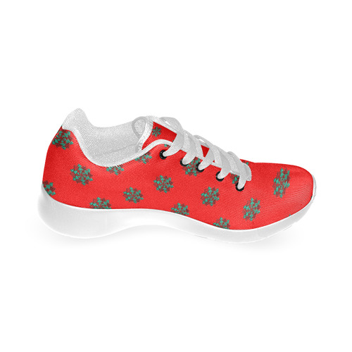 Metallic Red & Green Christmas Bows on Red Men’s Running Shoes (Model 020)