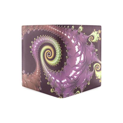 Chocolate Purple Spiral Men's Leather Wallet (Model 1612)