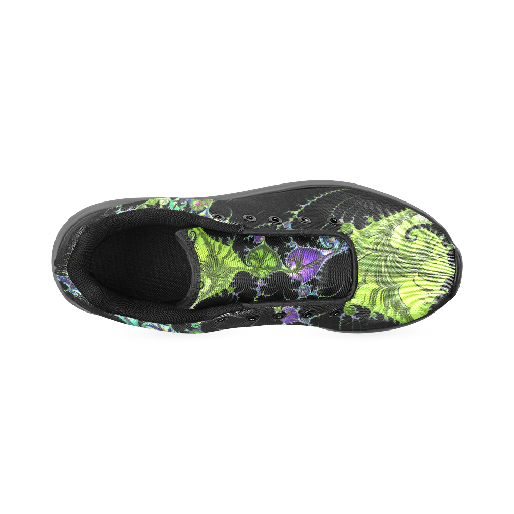 SPIRAL Filigree FRACTAL black green violet Men’s Running Shoes (Model 020)