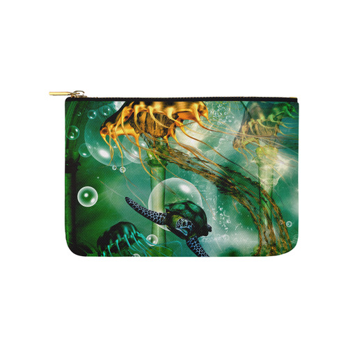 Turtle with jelly fsih Carry-All Pouch 9.5''x6''
