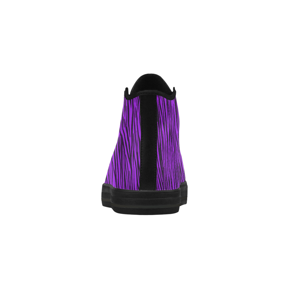 Purple Zebra Stripes Fur Aquila High Top Microfiber Leather Women's Shoes (Model 032)