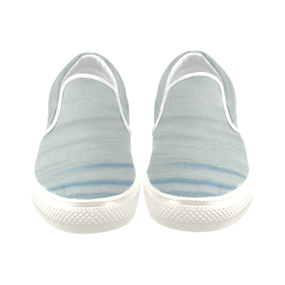 Blue Water Slip-on Canvas Shoes for Men/Large Size (Model 019)