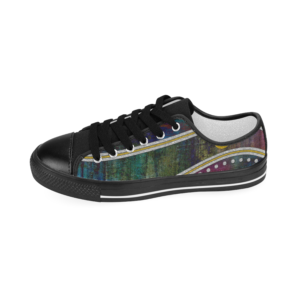 Landscape Waves Dots Grunge Gold Silver Men's Classic Canvas Shoes (Model 018)