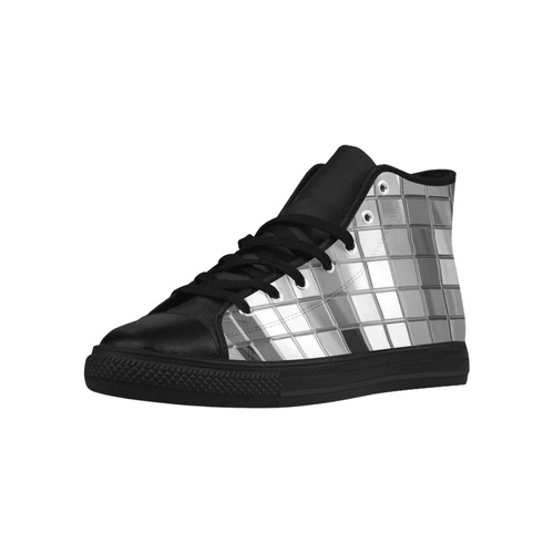Silver Disco Ball Aquila High Top Microfiber Leather Men's Shoes (Model 032)