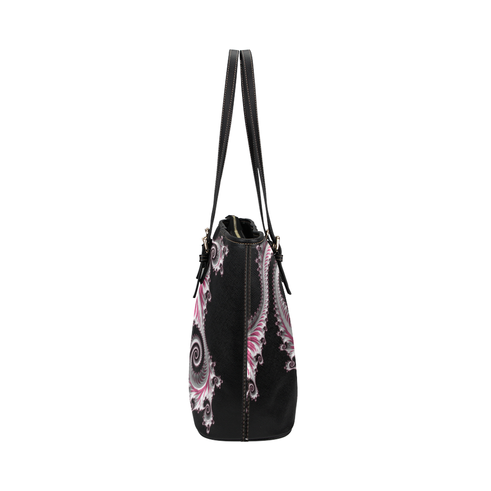 Candyfloss Spirals Leather Tote Bag/Large (Model 1651)