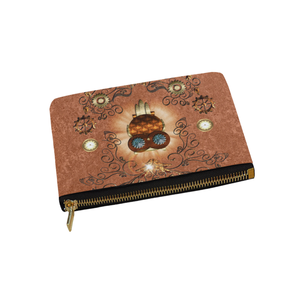 Steampunk, cute owl Carry-All Pouch 9.5''x6''