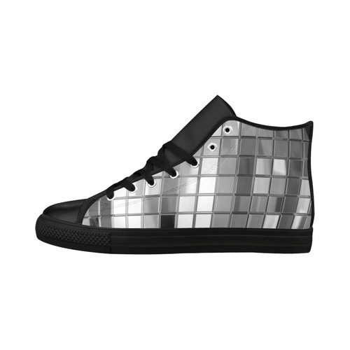 Silver Disco Ball Aquila High Top Microfiber Leather Men's Shoes (Model 032)