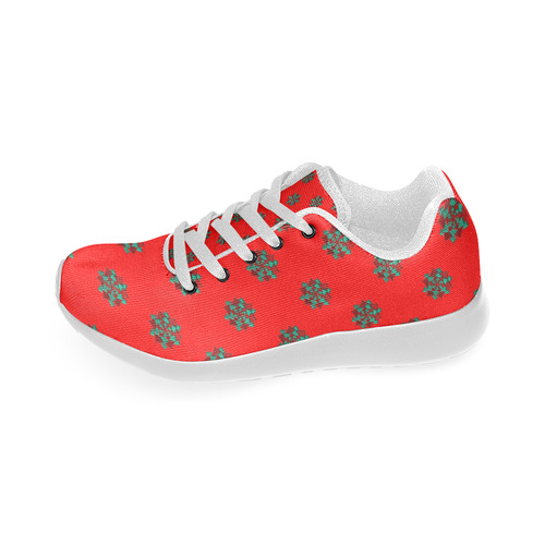 Metallic Red & Green Christmas Bows on Red Men’s Running Shoes (Model 020)