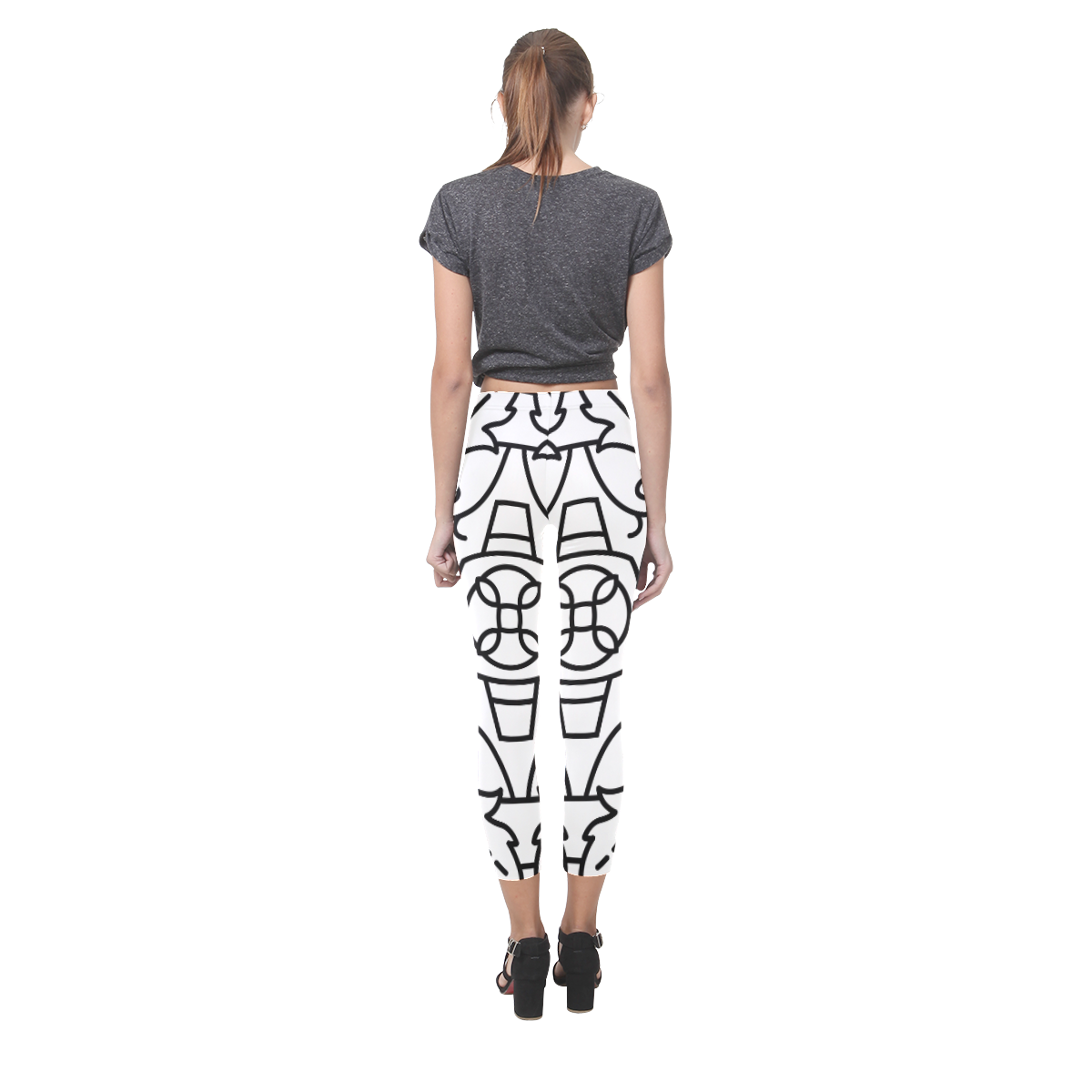 Young designers leggings with hand-drawn Art. New fashion is in Shop! black and white edition 2016 Capri Legging (Model L02)