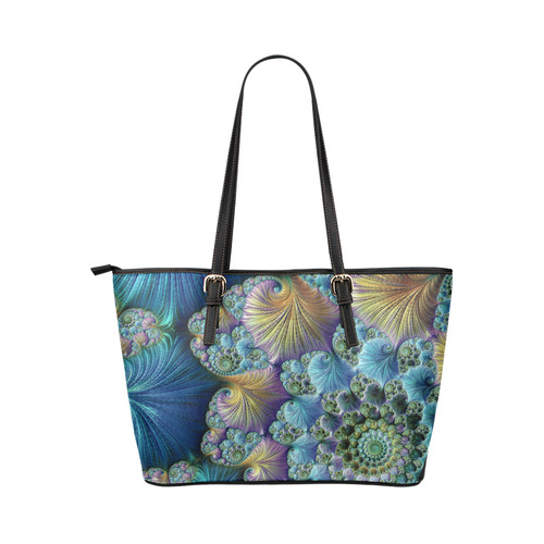 Blue Seafoam Leather Tote Bag/Large (Model 1651)