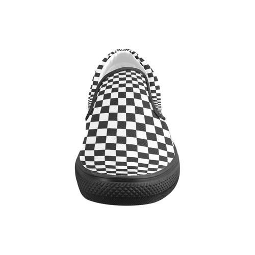 Optical Illusion Checkers Slip-on Canvas Shoes for Men/Large Size (Model 019)